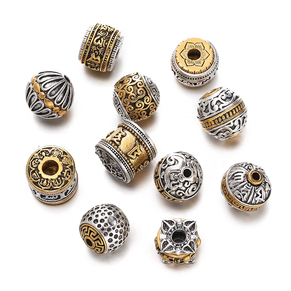 5 ชิ้น/ล็อตโบราณเงินทองสีรอบทิเบตหลวมลูกปัด Big Hole Spacer ลูกปัดสําหรับเครื่องประดับ DIY ทําสร้อยข้อมือ Charms ค้นหา