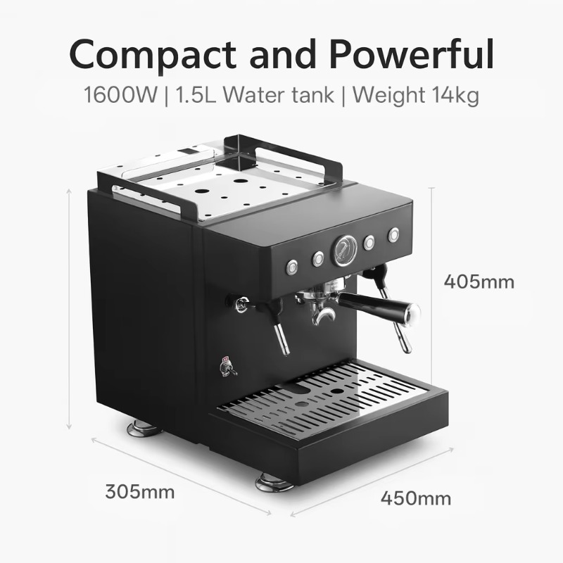 Commercial Dual Boiler Semi Automatic with Hot Water System Single Head Stainless Steel Compact Espresso Machine  for Business