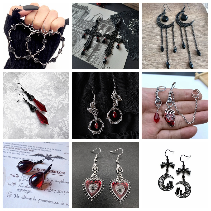 Party Schmuck Vintage Gothic Vampir Hexe Schwarze Rose Ohrringe für Frauen Kreative Urlaub Party Personalisierte Schmuck Zubehör