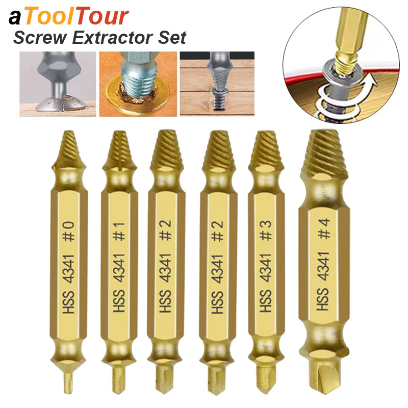 Extractor de tornillos dañados, juego pelado de pernos rotos, herramienta de doble cabezal, fácil extracción, desmontaje, removedor de demolición de dientes deslizantes