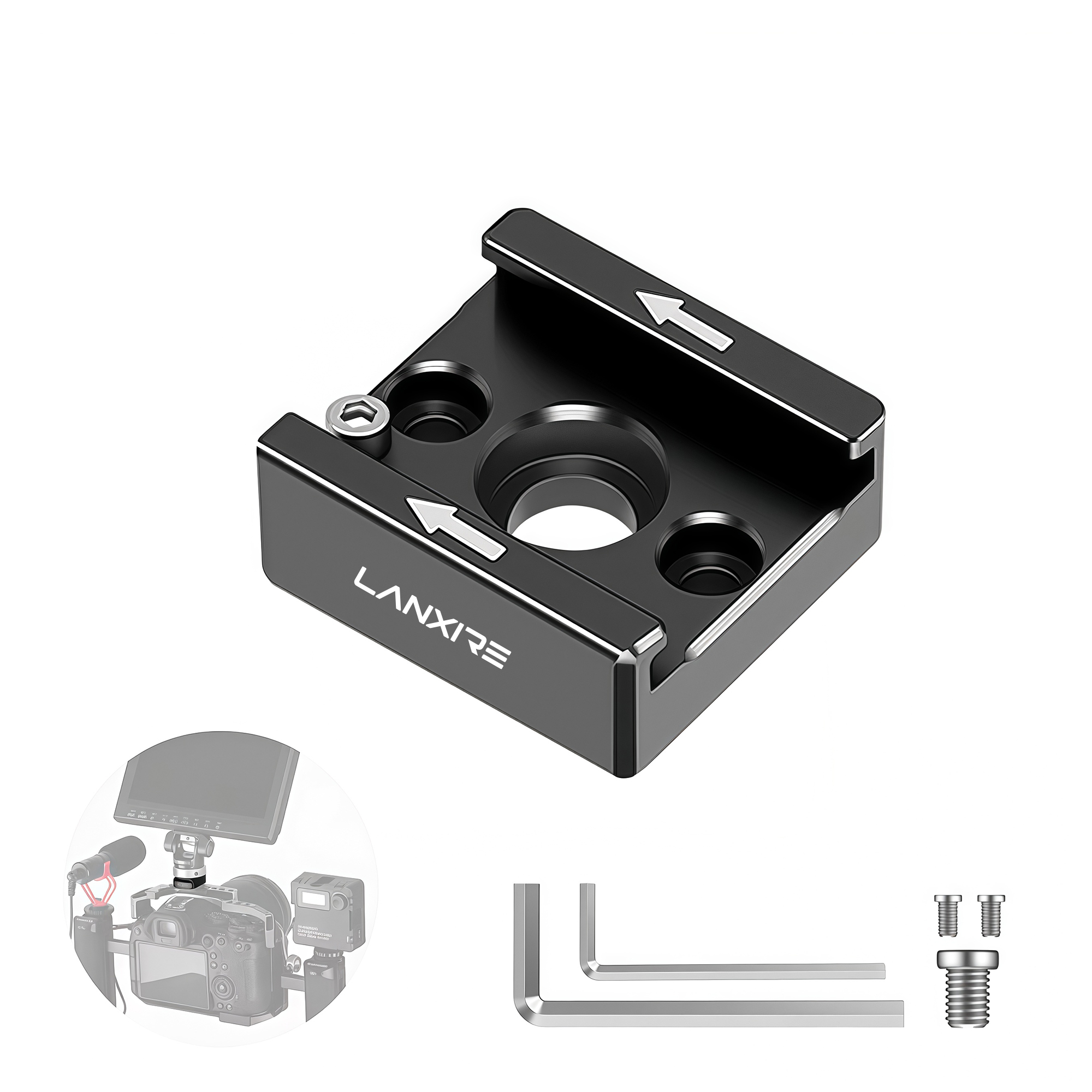 Lanxire-Adaptateur de montage de griffe froide, support d'invite de griffe froide avec filetage 1/4 ", compatible avec la caméra SmallRig Jos, microphone, lumière LED