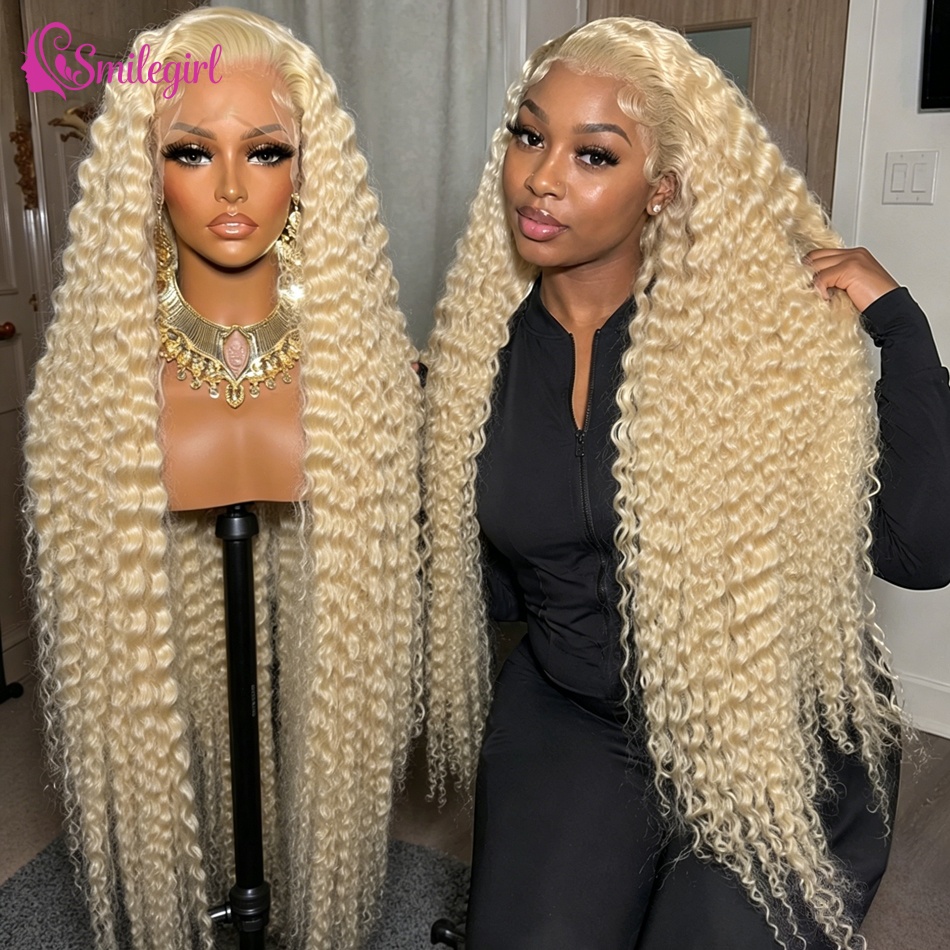 Pelucas de Cabello Humano Rubio con Ondas Profundas, Densidad 250, Rizadas, con Encaje Frontal HD Transparente, Peluca HD de Color 613, Peluca de Cabello Humano con Ondas de Agua 13x6, Peluca Frontal de Encaje 13x4, Cabello Brasileño
