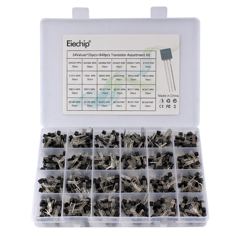 200-900 Uds TO-92 Kit de transistores caja surtida BC547 BC327 BC337 2N2222 3904 3906 C945 PNP/NPN juego de transistores Kit electrónico