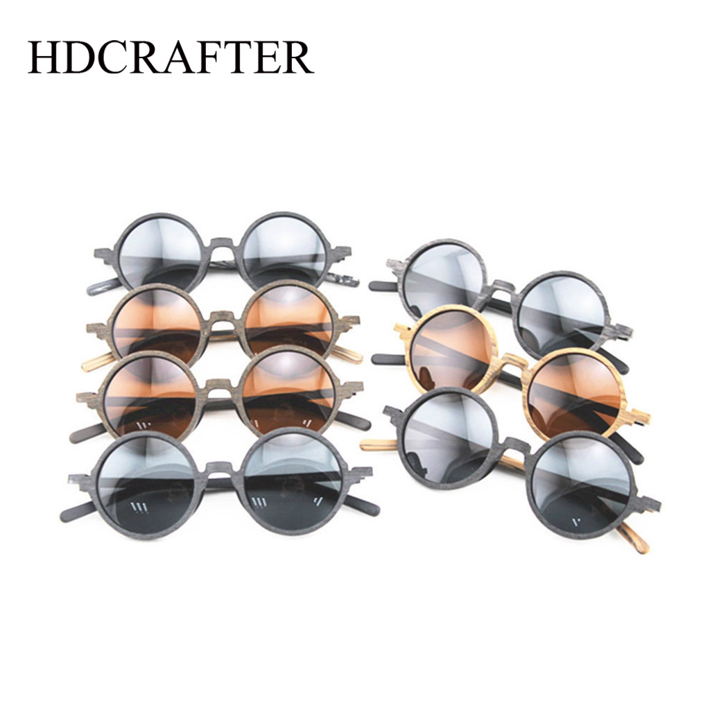 HDCRAFTER Design Vintage Round Wood Sunglasses Classic Bamboo Wooden Polarized Sun Glasses Men Women Retro Handmade Eyewear 8843