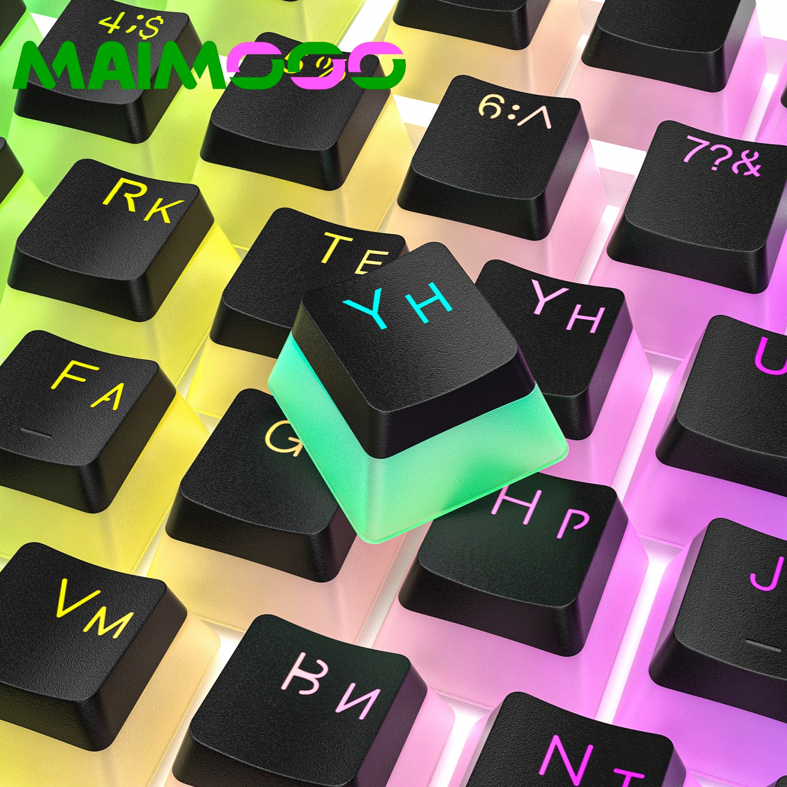 Maimooo russisches layout pudding keycaps pbt spiel durchscheinende keycap für mechanische tastaturen diy keycap double full key iso