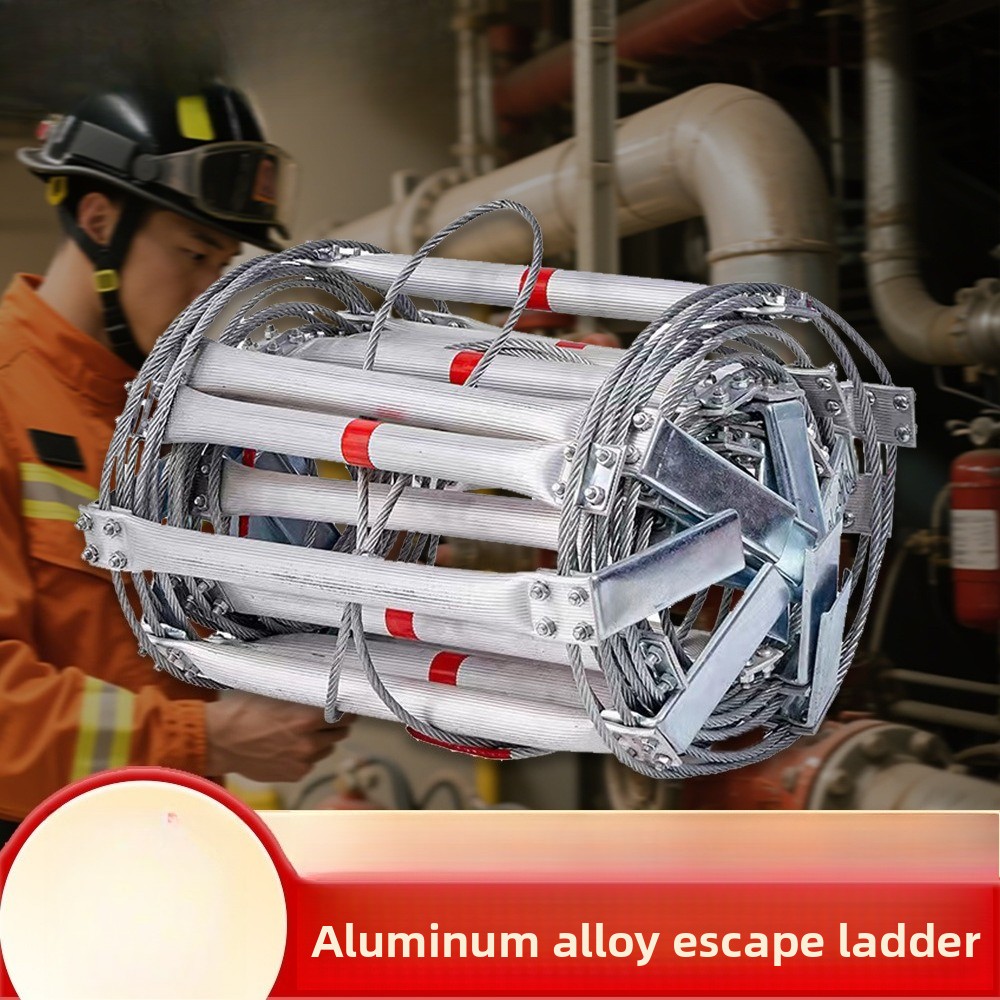 Escalera de Cuerda de Aluminio de 15 m para Escape de Incendios, Escalera de Rescate Doméstico de Emergencia, Escalera de Cuerda de Seguridad