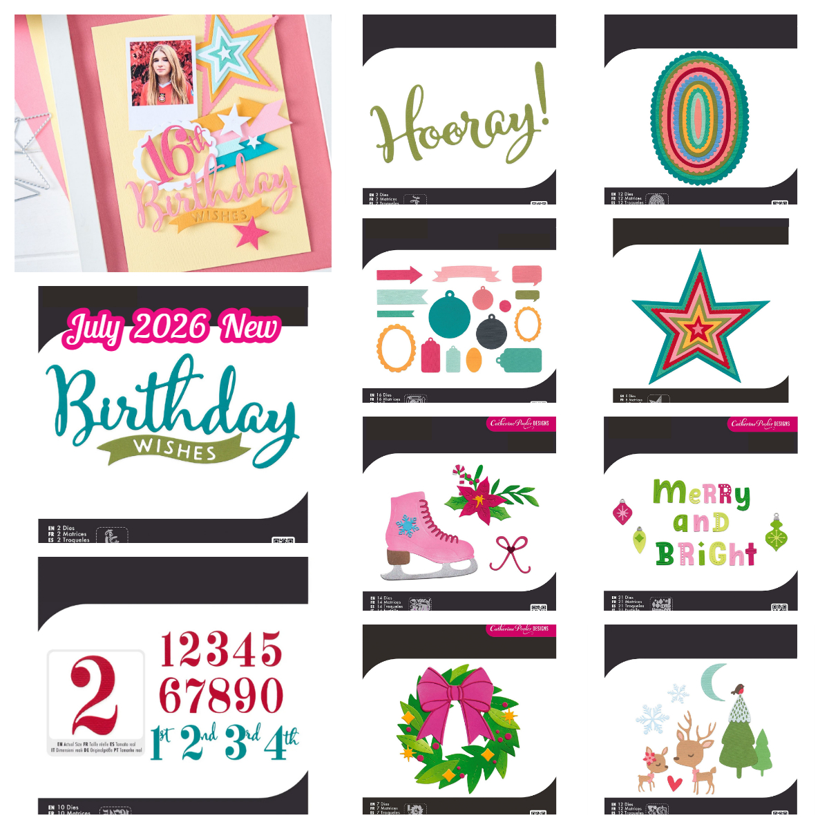Matrices de découpe en métal pour bannières, étiquettes et numéros géants d'anniversaire, tampons pour scrapbooking DIY fait main, nouveauté juillet 2026