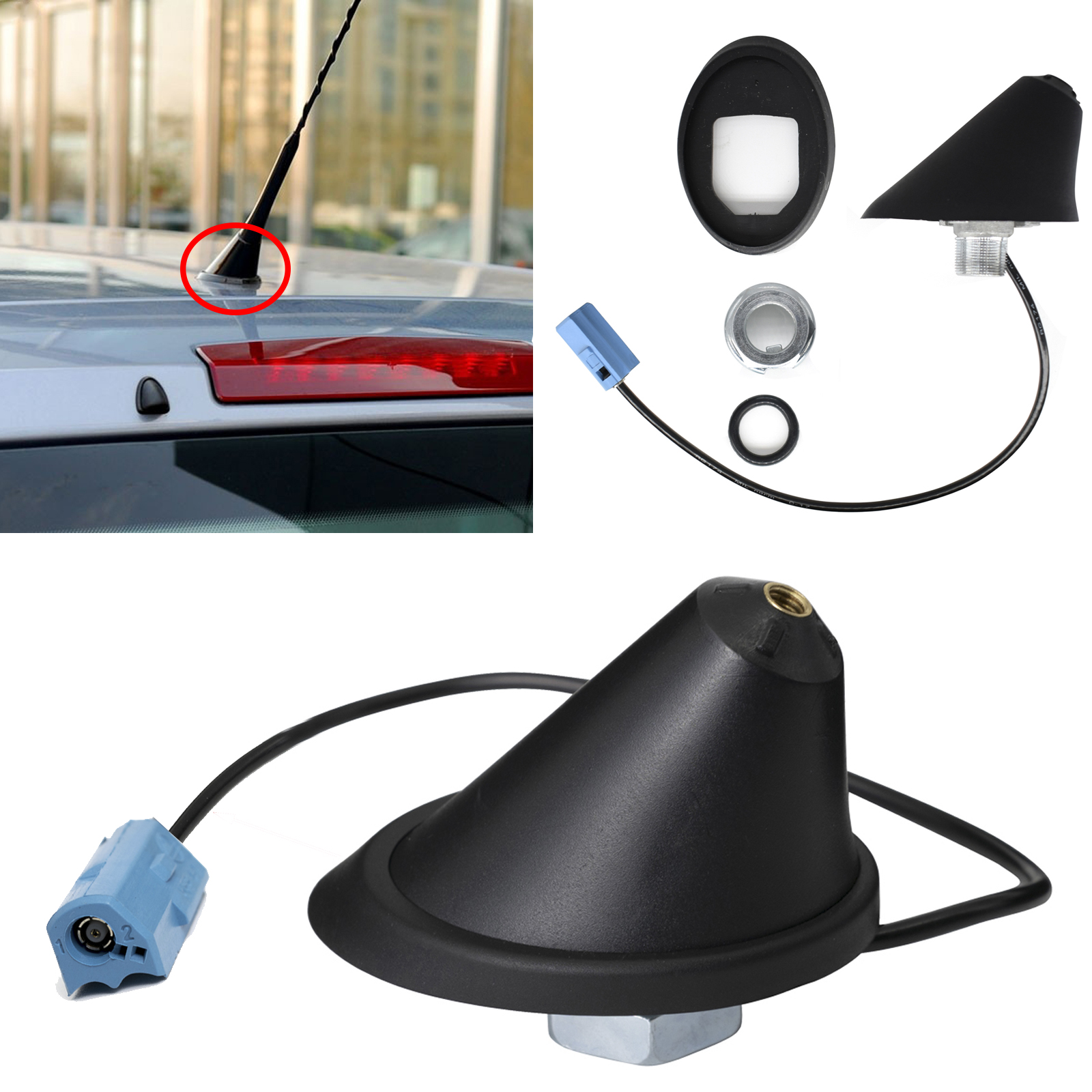 Auto schwarz Antenne am/fm Antennen halterung Basis blau Stecker für vauxhall opel agila astra corsa zafira omega c combo c meriva vectra c