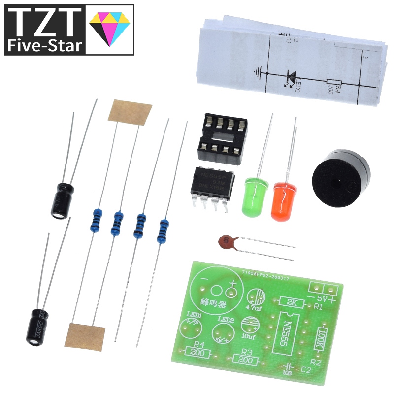 Kit multivibrador NE555, 1/3 Uds., circuito de estado constante NE555P, lámpara de Flash Dual, KIT DIY