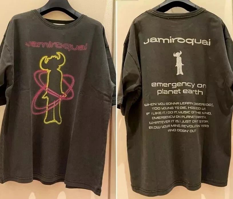 Vintage High Street Rock Y2k Top Jamiroquai Band Graphic RISTAMPA T-shirtT-shirt sportive Stampa T-shirt casual in cotone unisex