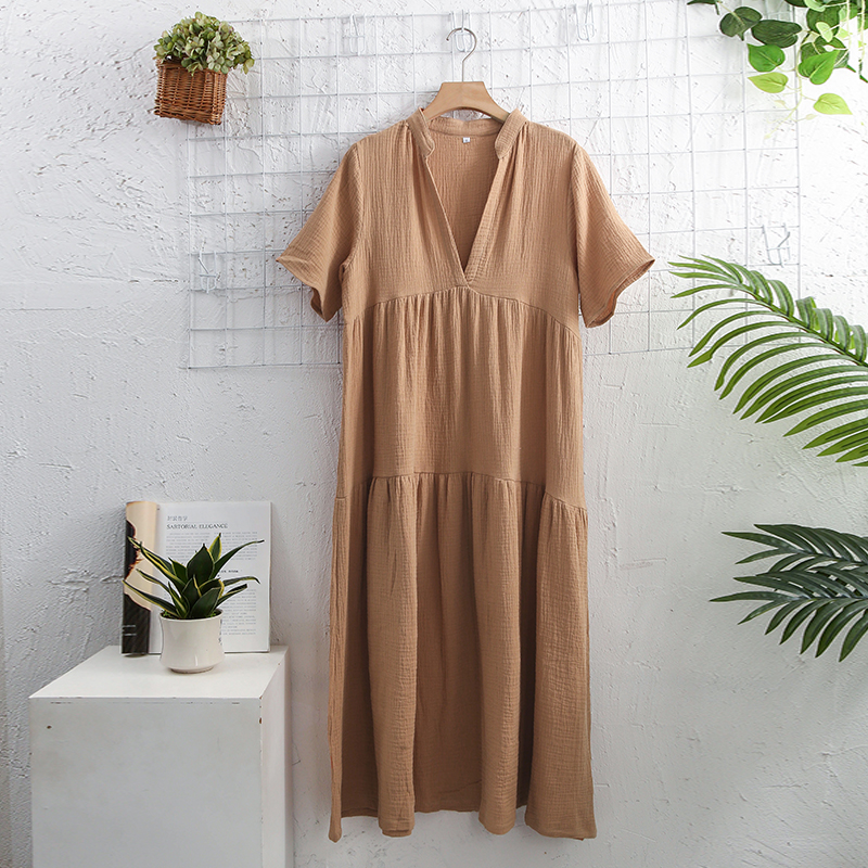 Original Muselina 100% gasa de algodón elegante y bonito vestidos de mujer Sexy con cuello en V vestido de fiesta largo vestidos de mujer venta vestido veraniego