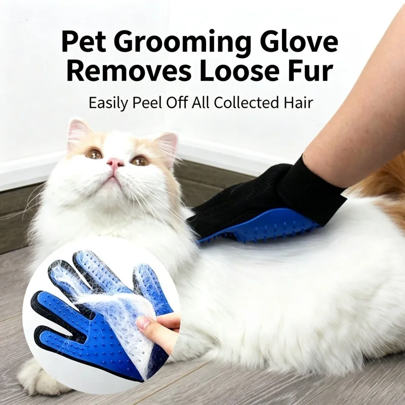 2-in-1 Tierpflege-Handschuhbürste, Haarentferner, Massagekamm für Hunde und Katzen, effiziente Fellentfernung, Tierpflegezubehör