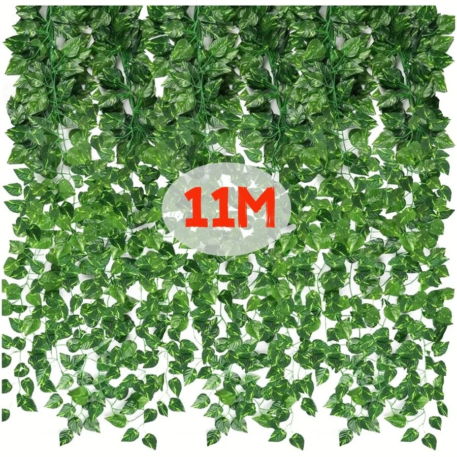 Guirlande de feuilles de lierre artificielles 4,4/11 m, plante grimpante artificielle, vigne suspendue pour extérieur, bricolage, jardin, mur, mariage, fête, décoration intérieure