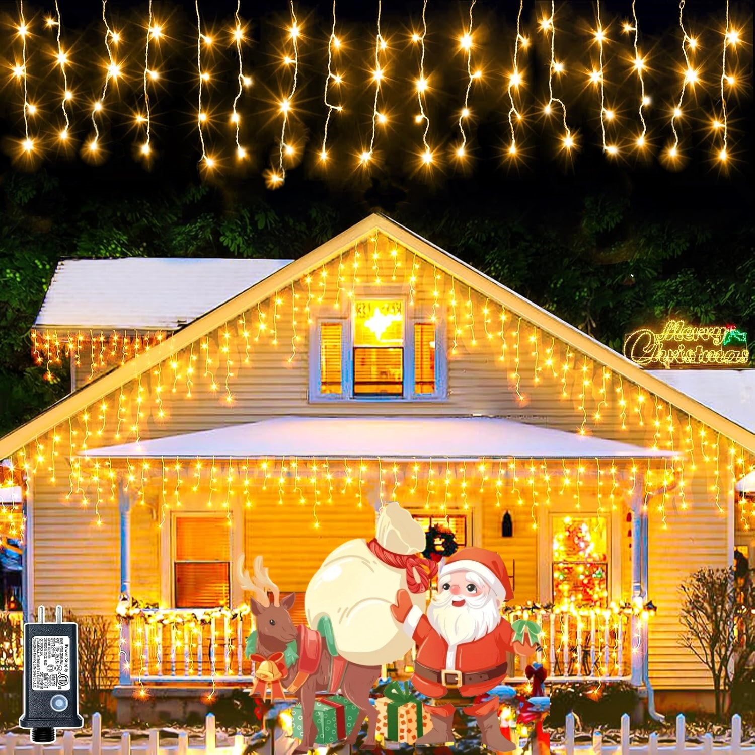 Christmas Decoration 2026 Icicle Lights 30M 40M Outdoor Festoon Navidad Lights For Home 220V EU Plug in Steady on Fairy Lights
