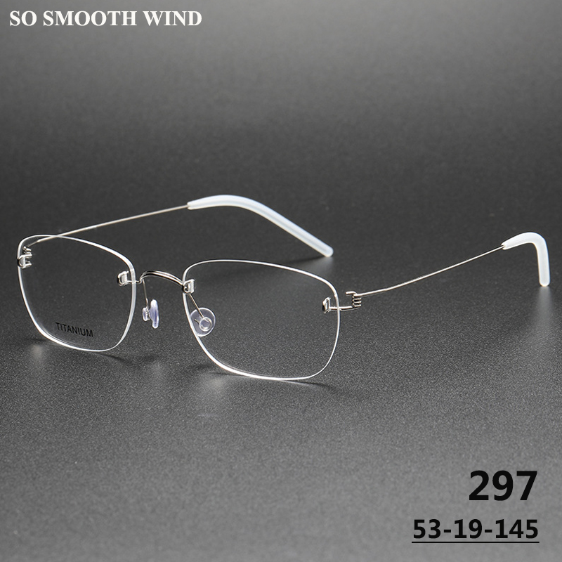 Dänemark quadratische randlose Brille Rahmen 297 ultraleichte Männer schrauben lose Luft Titan Rand Brillen fassungen Brillen Brillen oculos