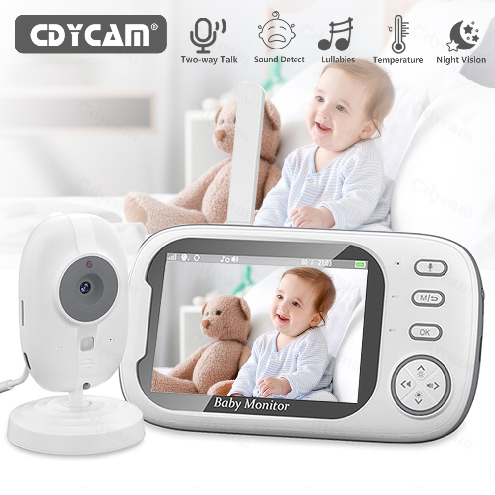 Cdycam Nowa 3,5-calowa bezprzewodowa niania wideo z noktowizorem Monitorowanie temperatury 2-kierunkowa kamera bezpieczeństwa Audio Talk Baby Nanny