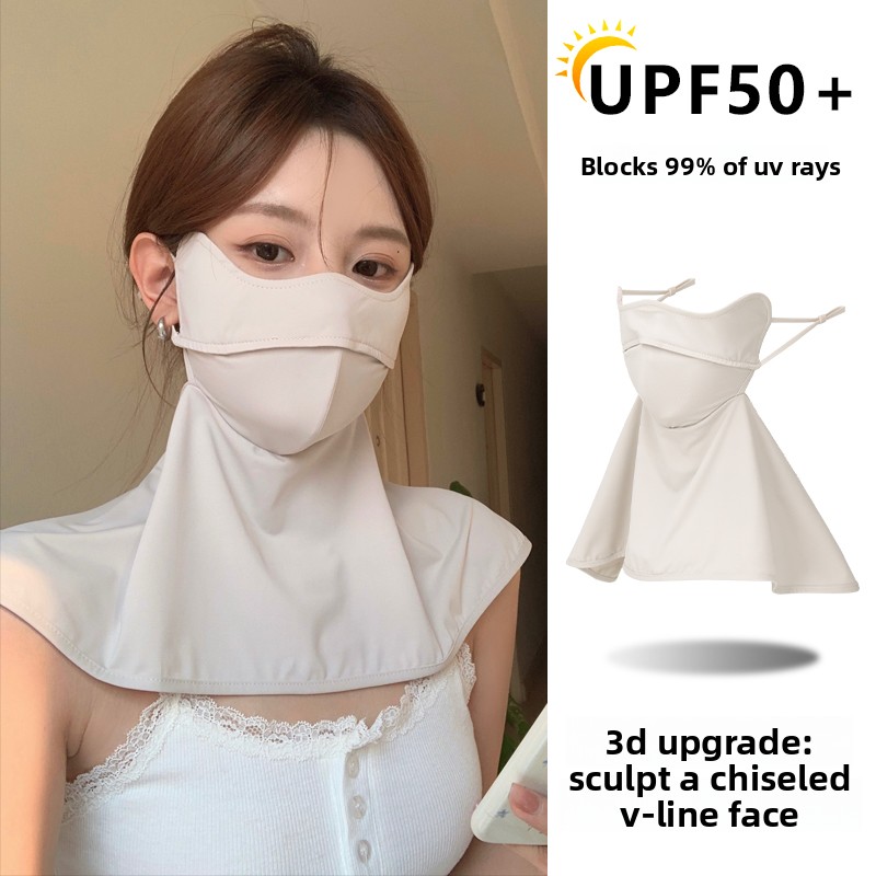 Ice silk full face sun protection, eye corner mask, women's summer neck and face protection, Gini anti UV riding sun mask