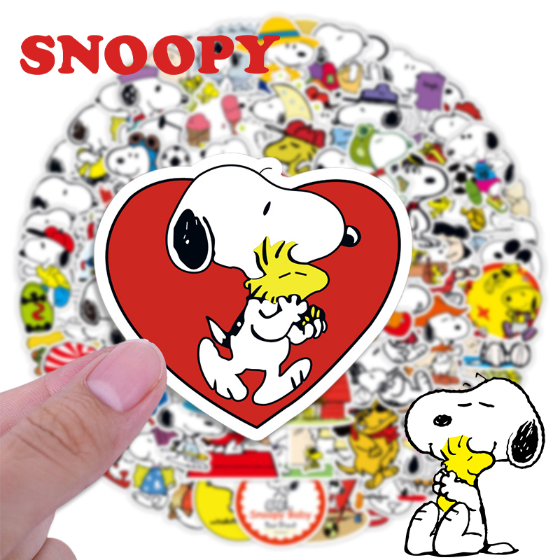 50 pçs snoopy adesivos mix dos desenhos animados anime graffiti decalques portátil telefone garrafa bagagem skate bonito crianças diy decalques à prova dwaterproof água