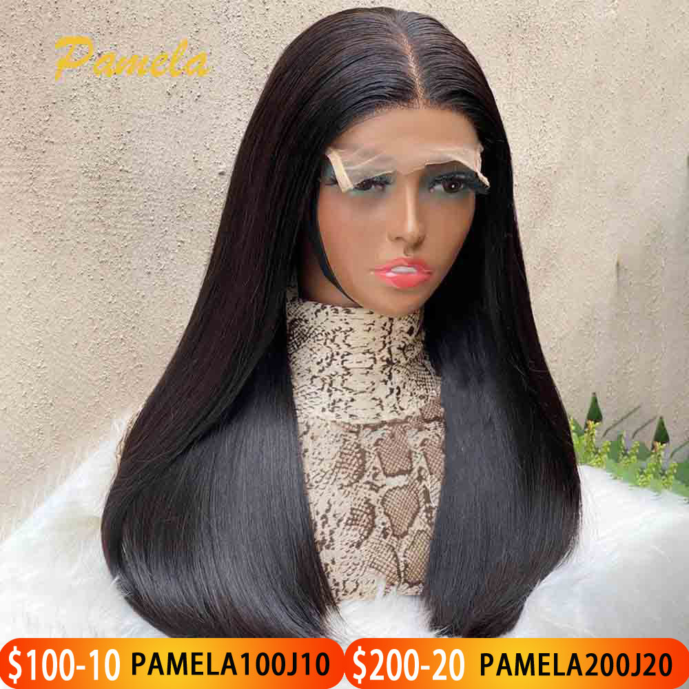 400 densidade 13x6 hd peruca frontal do laço osso em linha reta frente do laço perucas de cabelo humano duplo desenhado perucas sem cola cabelo humano pronto para ir