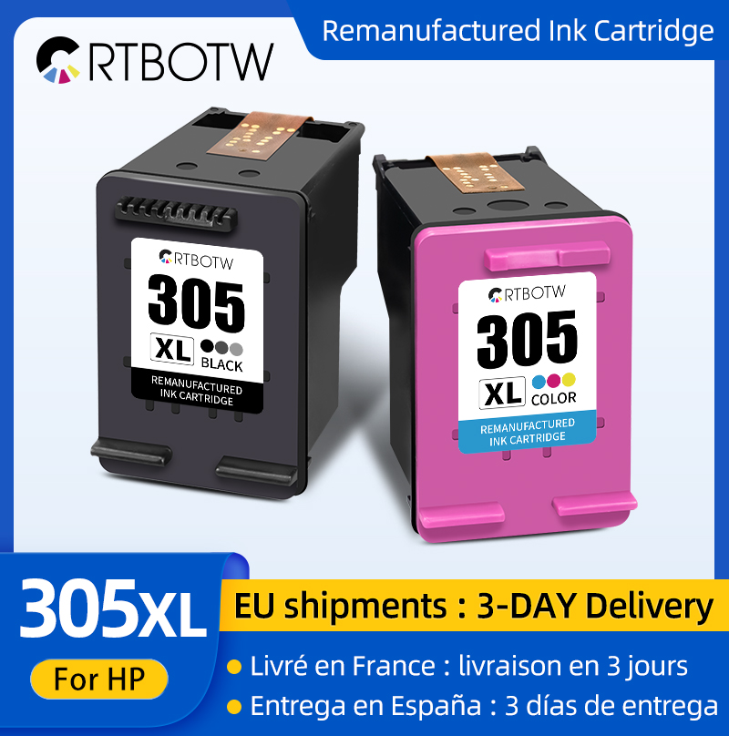 CRTBOTW remplacement pour HP 305 HP305 XL cartouche d'encre Compatible 1210 2300 2720 2755 4120 6010 6420 6430 6452 6464 imprimante 305XL