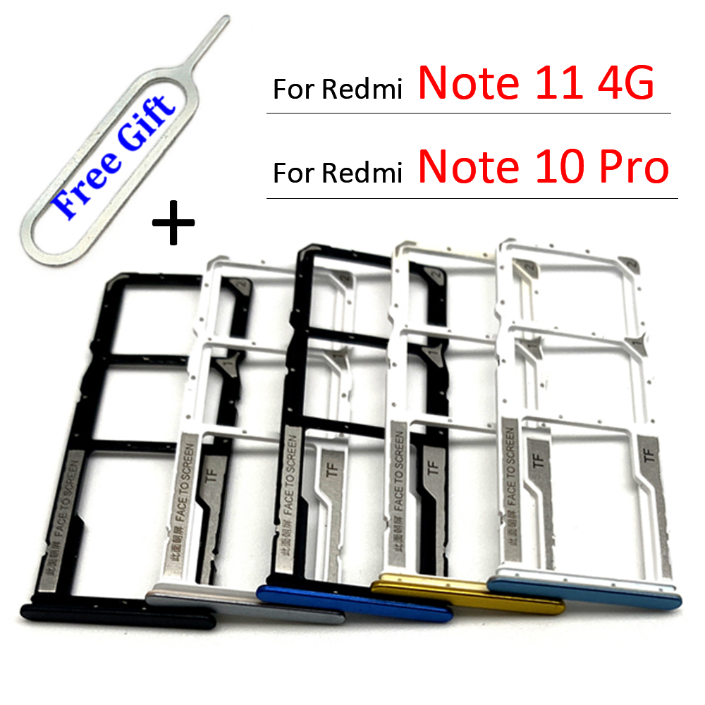 100% New SIM Card Chip Slot Drawer SD Card Tray Holder Adapter For Xiaomi Redmi Note 10 Pro / Note 11 4G +Pin Tool