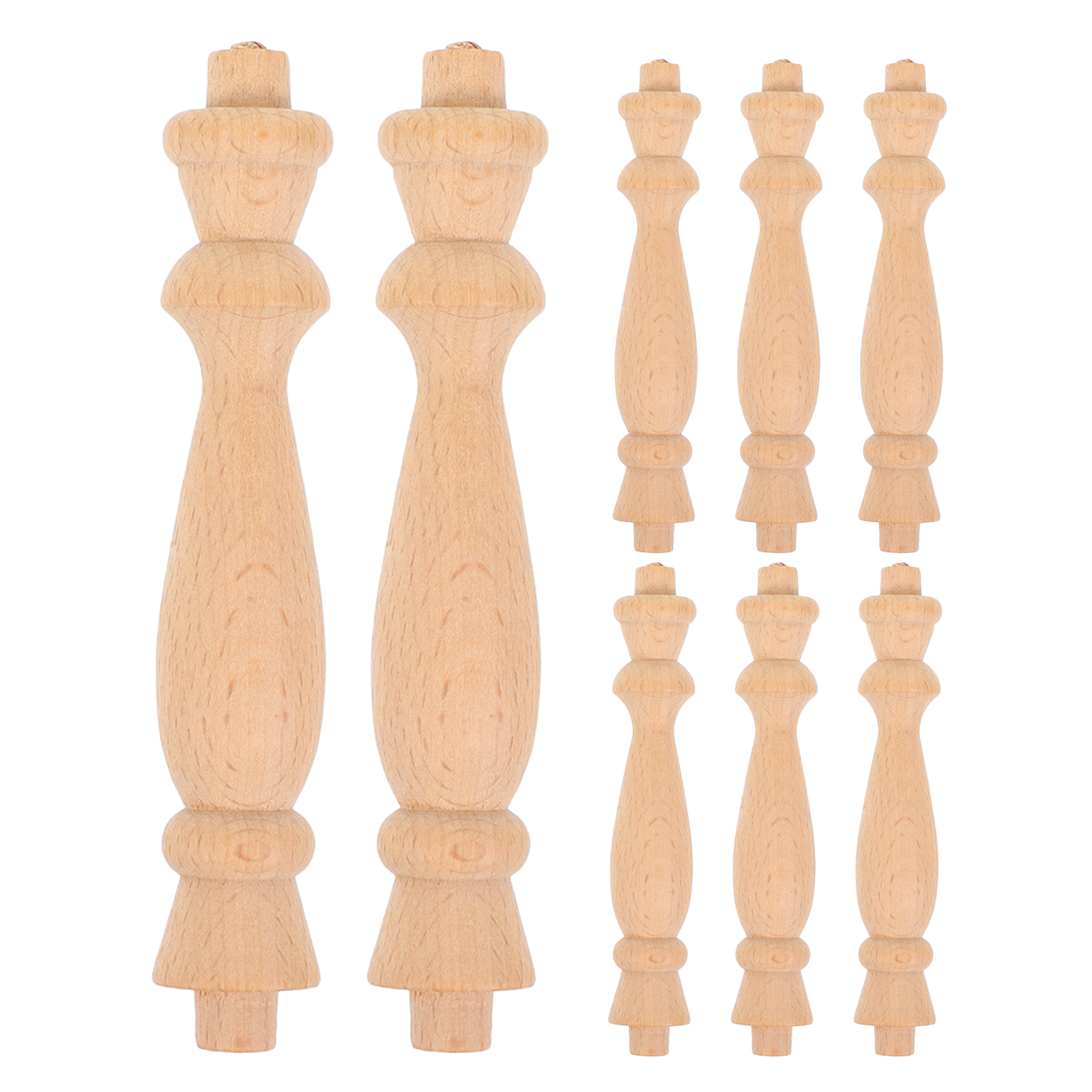 8 Uds. De remates de columna romana de madera maciza, escalera decorativa sin terminar, poste de cama, barra de cortina, asta de bandera, adornos artesanales