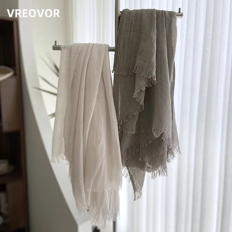 VREOVOR однотонный шарф женский летний солнцезащитный шарф средней длины марлевые японские корейские пляжные шарфы туристическая шаль