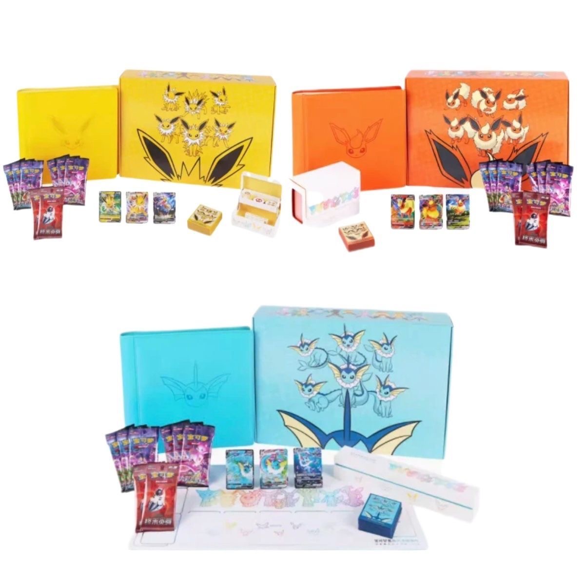 Игра PTCG Card Китайская Ибрагимович Advanced Подарочная Коробка Высокое Качество Reib Fire Water Eeveelution Card Book Коллекция Подарки Игрушки