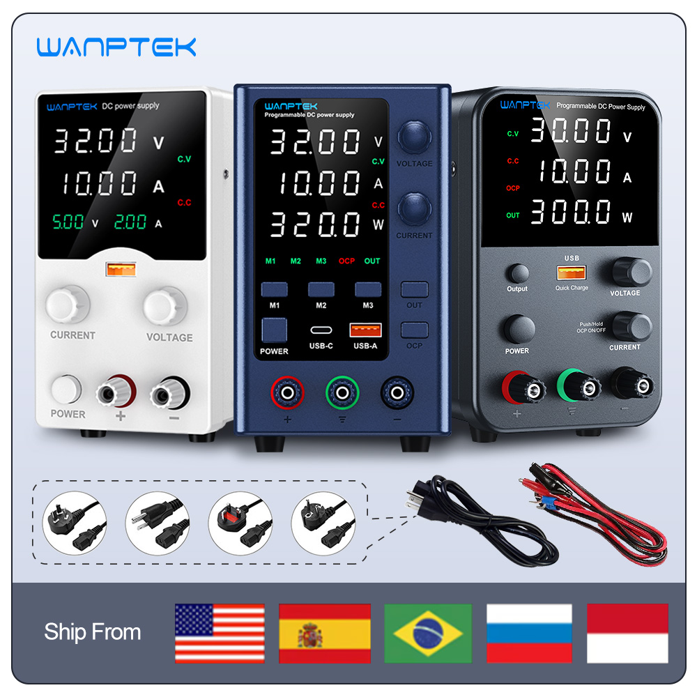 Wanptek DC Lab catu daya 30V 60V 120V, Regulator tegangan dapat diatur arus tegangan Input ganda voltase 220V/110V