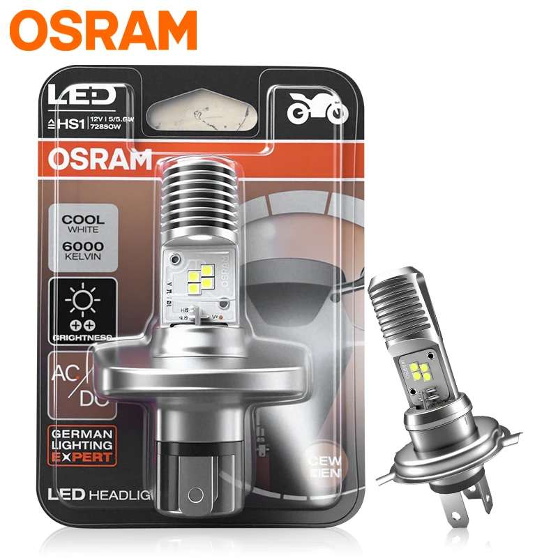 OSRAM Original Motorcycle HS1 LED Headlight Bulb DC AC 12V Universal HS1 High/Low Car Lamps  1:1 PX43T 7285CW 6000K White 1 Pc