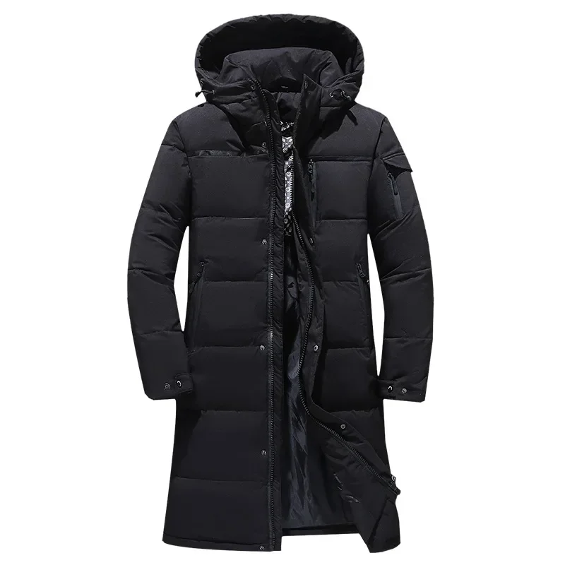 Chaqueta gruesa de plumón de pato para hombre, abrigo térmico impermeable de alta calidad, Chaqueta larga con capucha, Parka blanca 80%, 5XL, Invierno