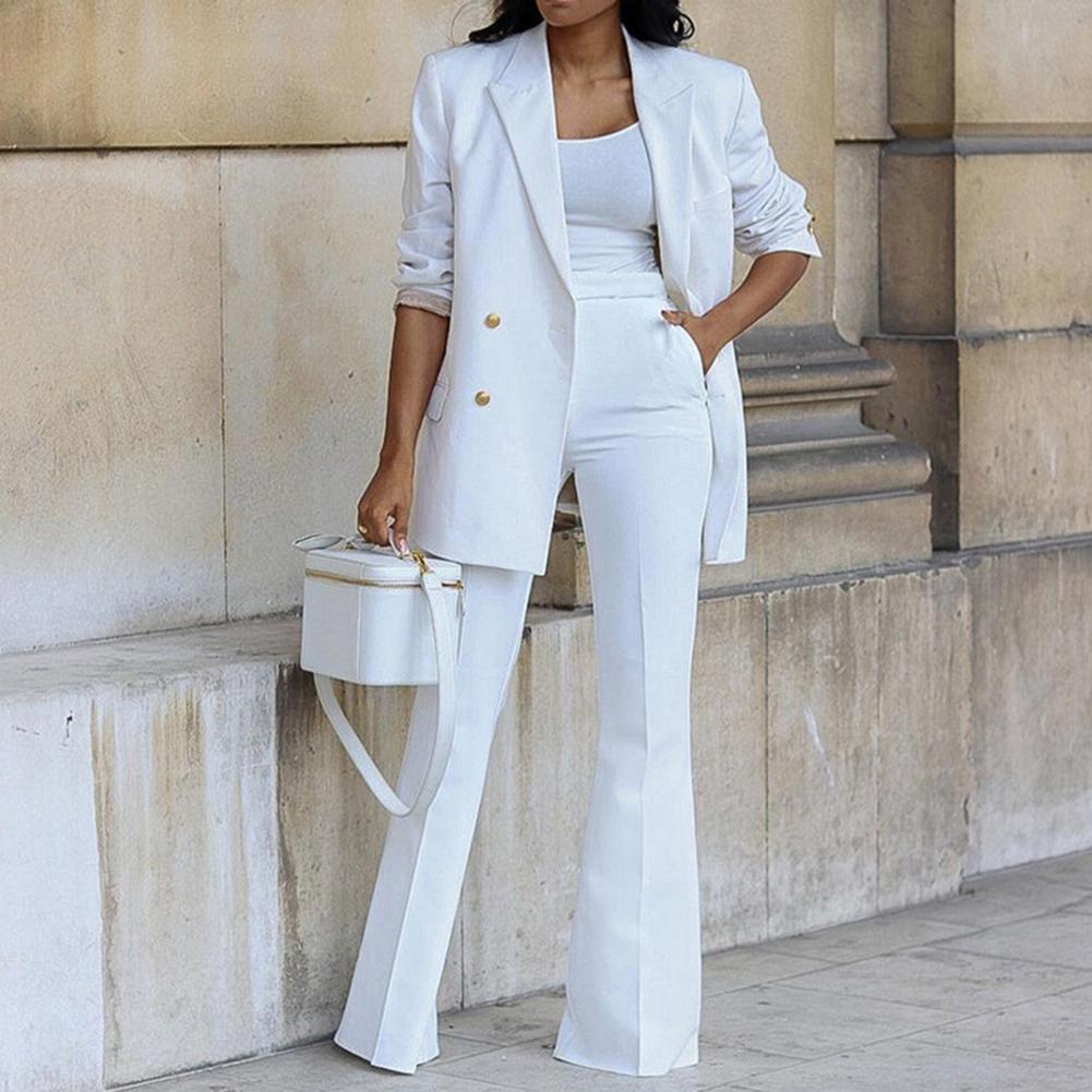 Elegantes 1-Set beliebtes zweireihiges Patchwork-Temperament-Anzugjacke und Hose mit langen Ärmeln für die Hochzeit