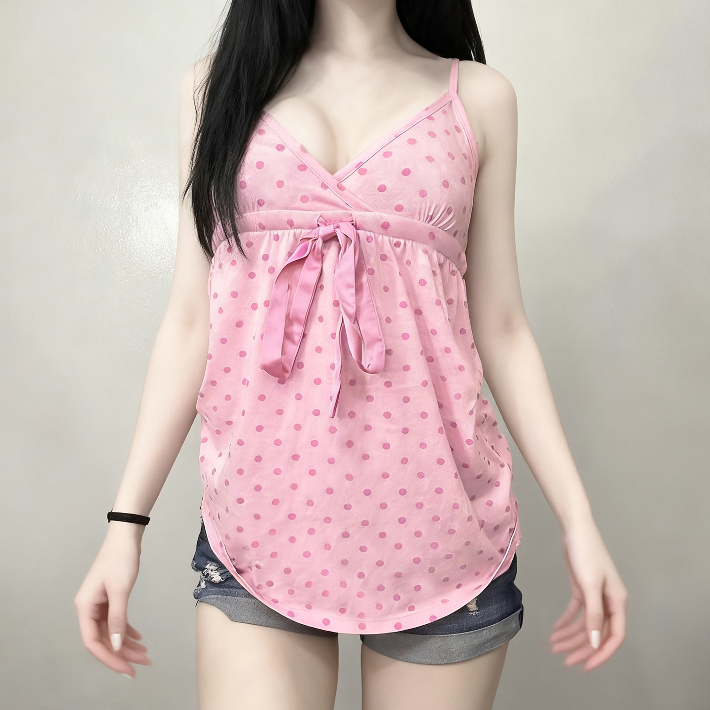 SUCHCUTE Chic Zoete Leuke Polka Dot Print Boog Lace-up Hemdje Vrouwen V-hals Mouwloze Crop Top Y2k streetwear Slanke Tanks Zomer