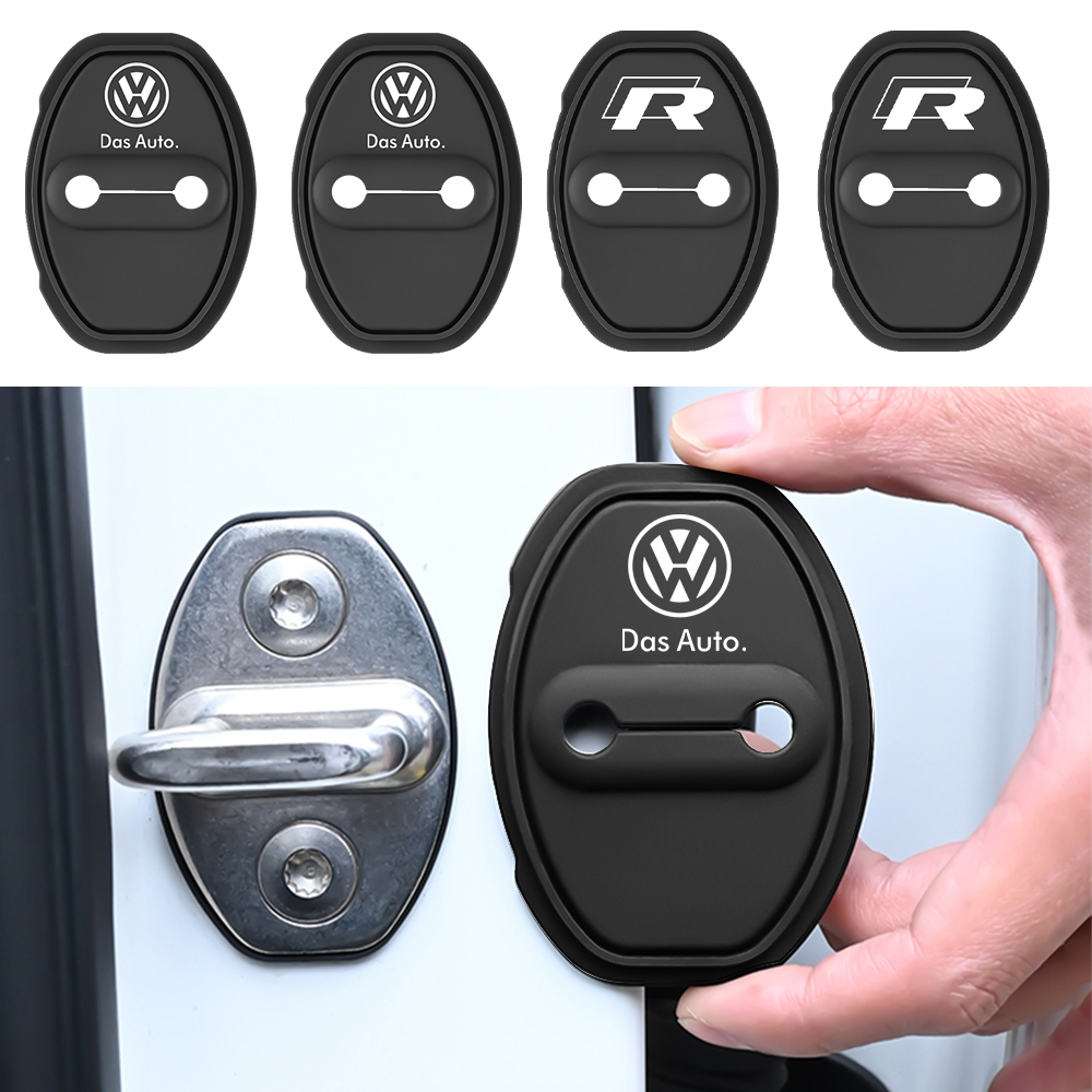 2/4 Uds. Cubierta de protección de hebilla de cerradura de puerta de coche de silicona para Volkswagen VW Golf 4 5 MK7 Beetle Touran Tiguan Bora accesorios para automóviles