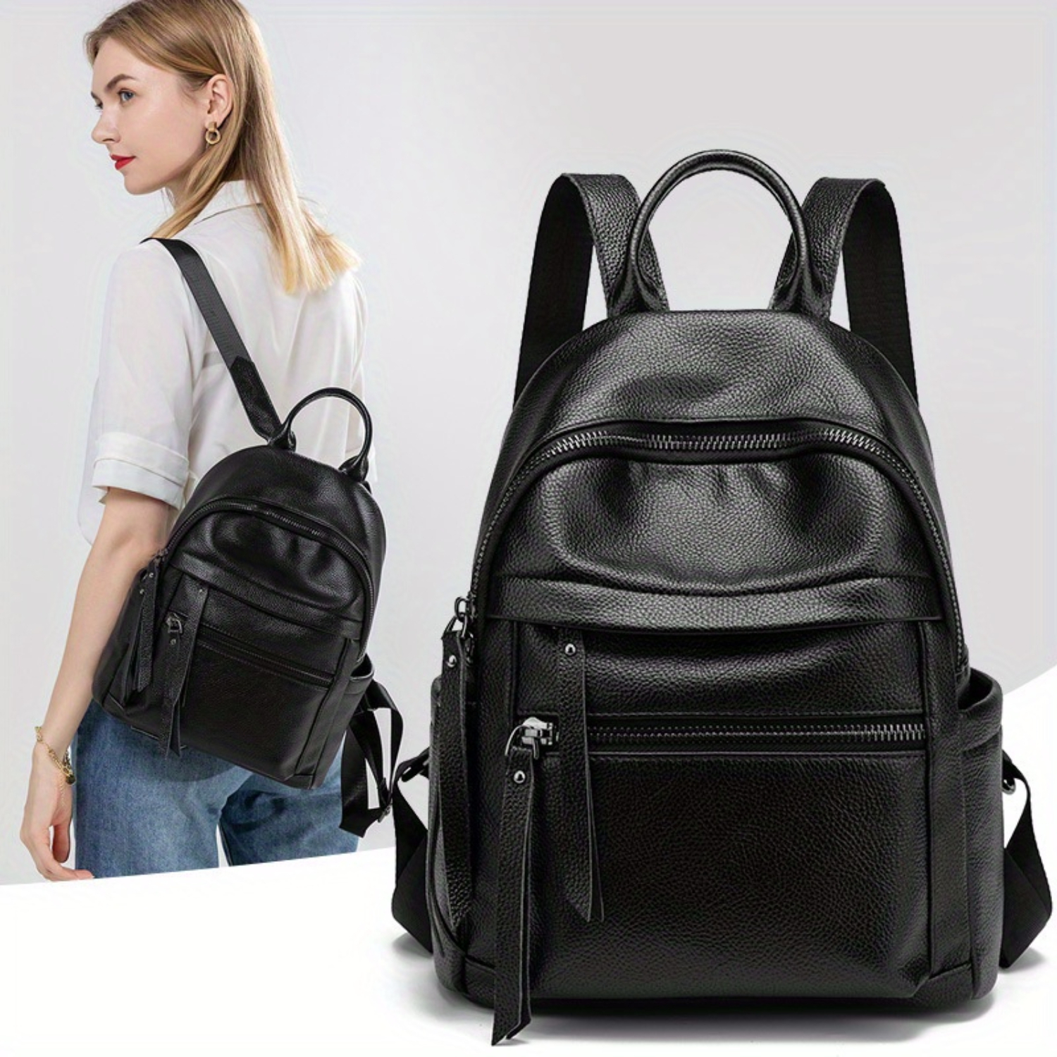 Genuine Leather Women's Shoulder Backpack - Fashionable Cowhide Travel Backpack for Work & Class