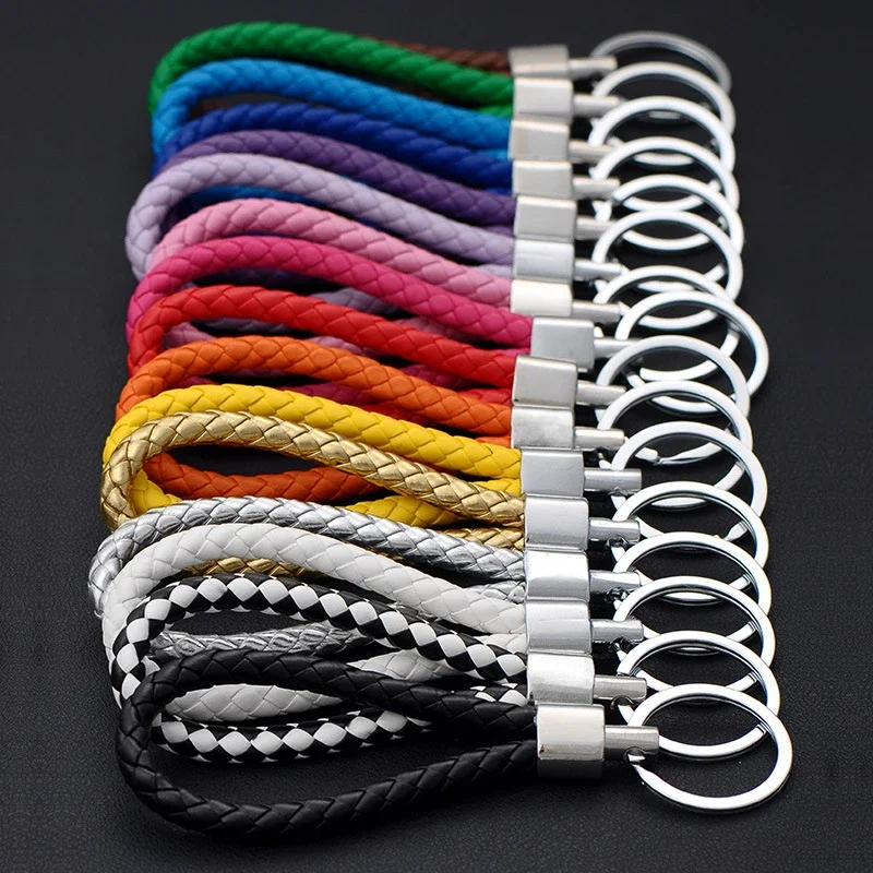 Leder PU Handgelenk Seil gewebt Schlüsselanhänger Metall DIY Zubehör Schlüsselanhänger geflochtener Schlüsselhalter Leder Lanyard Auto Schlüsselanhänger Anhänger
