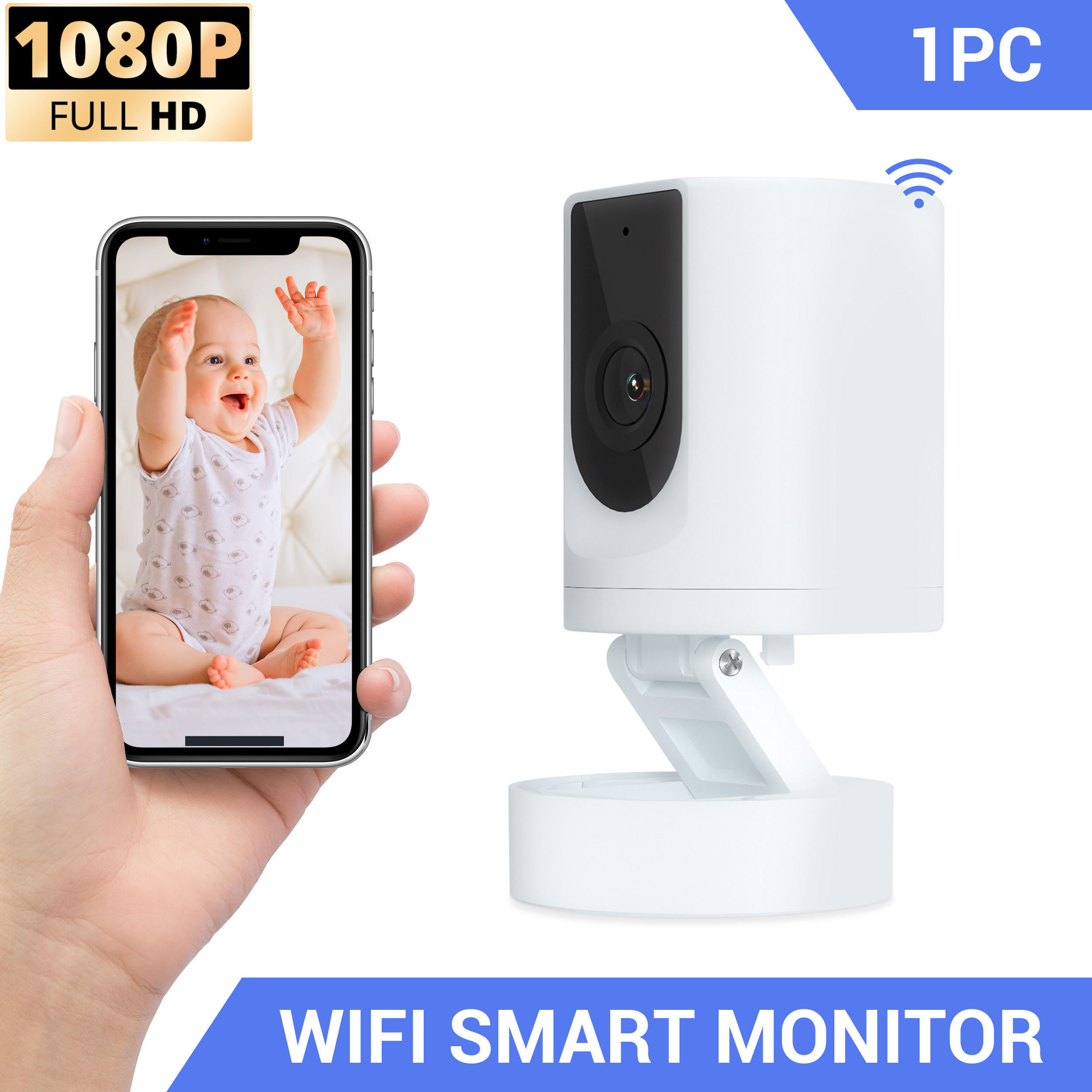Cámara para mascotas, cámara de seguridad interior, cámara para mascotas con aplicación telefónica, cámara de seguridad interior, cámara plegable para bebés para seguridad en el hogar