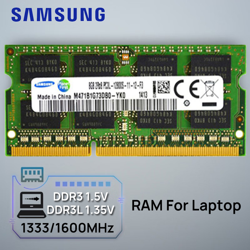 サムスンラップトップメモリ​​ DDR3L 1.35V / DDR3 1.5V 1333 1600 MT/s MHz 4GB 8GB RAM 204pin SO-DIMM メモリスティックラップトップノートブック用