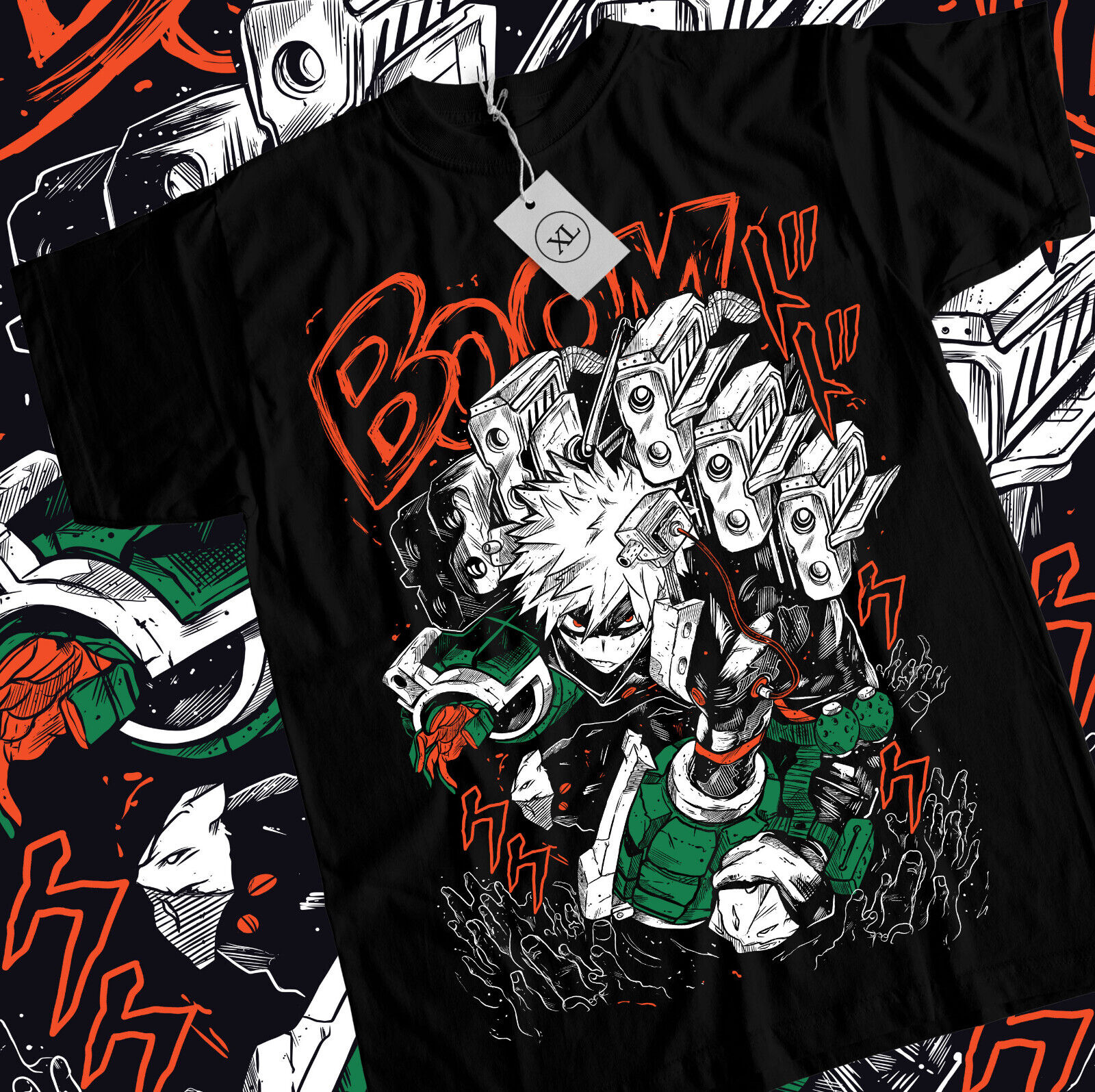 Camiseta de Bakugou Izuku Midoriya Deku Hero, camisa negra