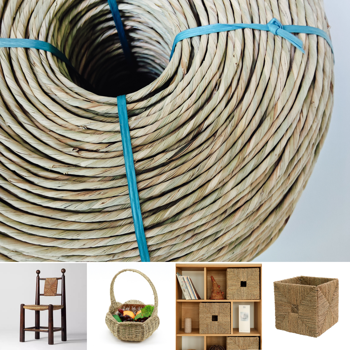 Handgedrehte Seegras-Schnur 4-5mm, Natürliches Seegras-Seil, Wassergras-Material für Korbwechsel und Möbelherstellung