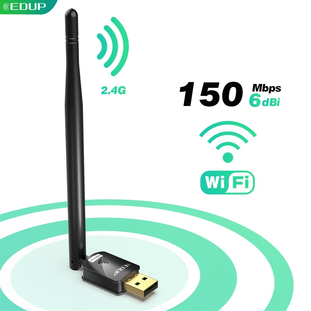 Wi-Fi-адаптер EDUP компактный с USB, 150 Мбит/с, антенна 6 дБи, 802.11n, MT7601