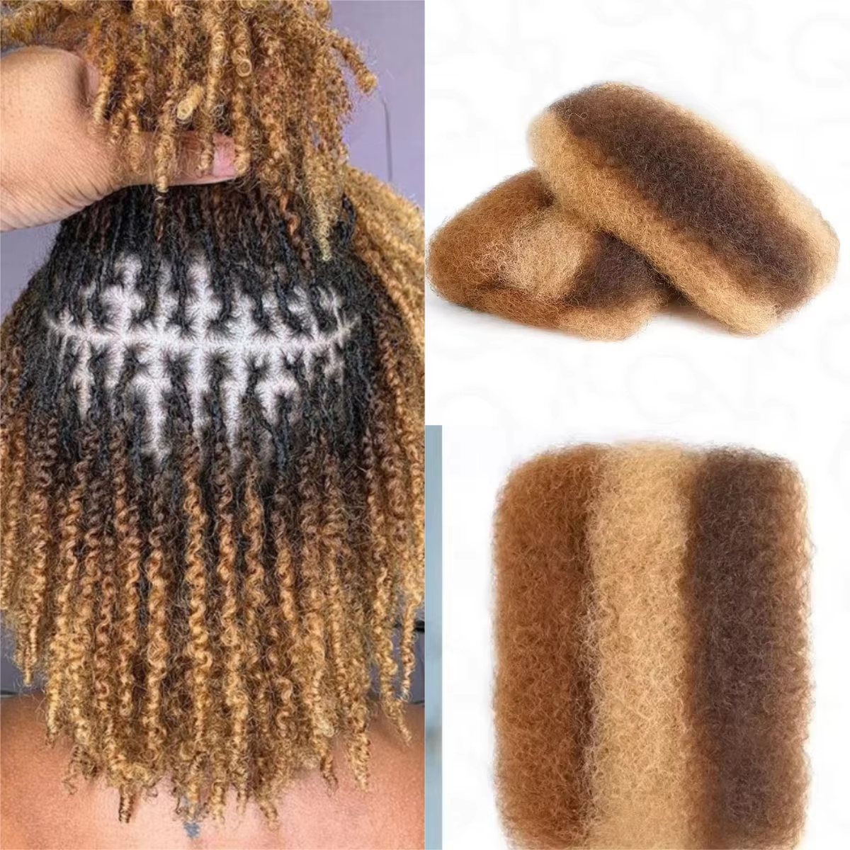 Highlight Afro Kinky BULK Hair ไม่มีสิ่งที่แนบมา Rebecca Afro CURLY BULK Human Hair Virgin Remy Dreadlock 50 กรัม/แพ็ค Highlight Braids