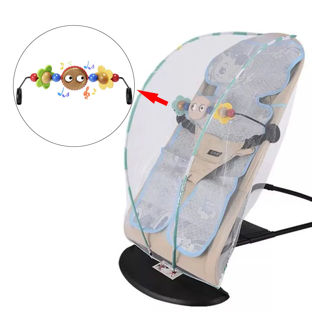 Chaise à bascule pour bébé réglable avec arche d'éveil et jouets musicaux