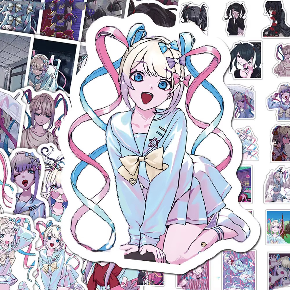 65Pcs Cartoon Kangel Stickers Anime Needy Girl Overdose DIY Stickers Scrapbooking Phone Luggage Skateboard Waterproof Decals