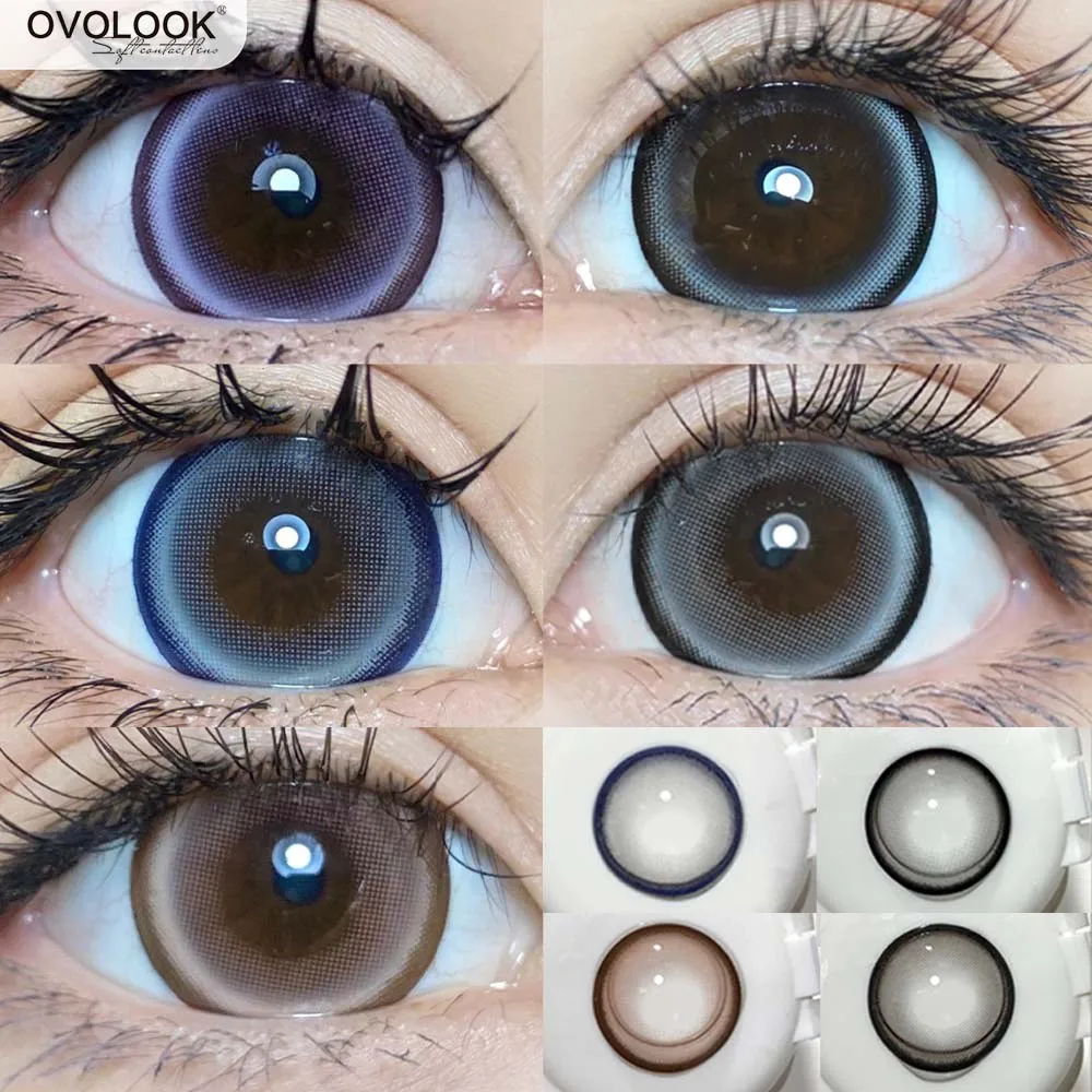 OVOLOOK-2PCS/Pair Big Lenses Pearl Series Color Contact Lenses For Eyes Blue Purple Pink Black Gray Beauty Pupils 14.5mm Lenses