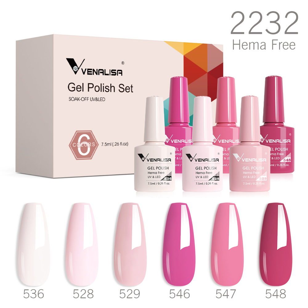 Venalisa Набор гель-лаков для ногтей HEMA FREE Коллекция телесных розовых цветов Самовыравнивающийся набор для маникюра с полным покрытием Набор из 6 шт.