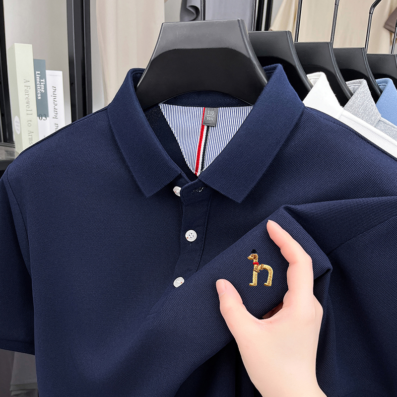 Projekt Marki Męska Koszulka Polo Krótki Rękaw T-Shirt Letnia Nowa Wykwintna Haftowana Psią Moda Biznesowa Przystojna Odzież Męska