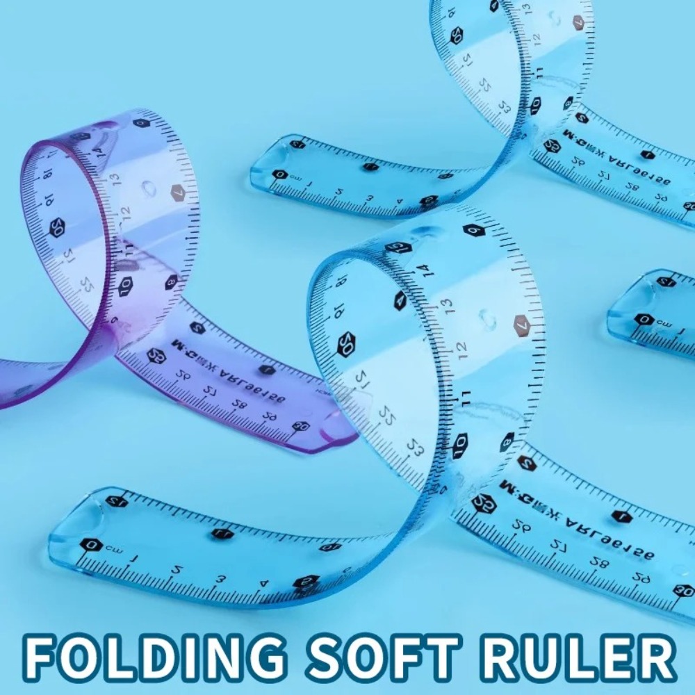 Regla transparente suave de 1/3 piezas, regla recta flexible irrompible, regla plegable para dibujo de oficina, herramienta de medición, artículos de papelería