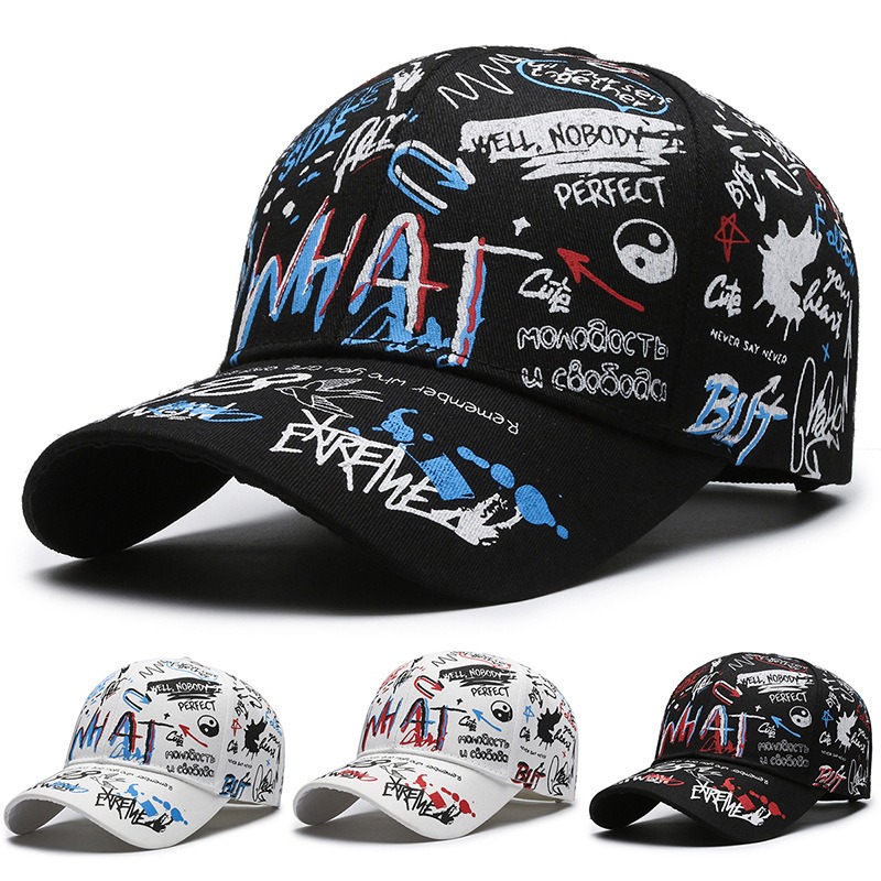 Nieuwe Mode Vrouwen Mannen Graffiti Katoen Baseball Cap Unisex Gedrukt Snapback Hoed Hip Hop Trendy Buiten Cap Hoed voor Mannen Vrouwen