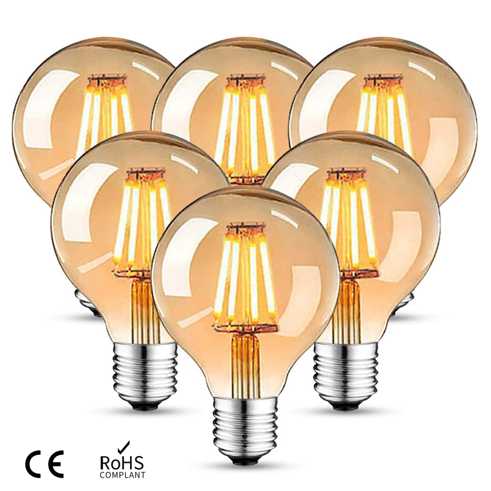 E27 Retro Edison LED Gloeilamp G80 Dimbare 220V Gloeilamp 4W 8W Amber Glazen Lamp vintage Kaarslicht Home Decor